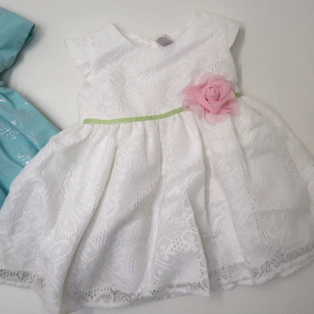 The Childrens Place Teal Turquoise & George White Lace Dress Size 18M